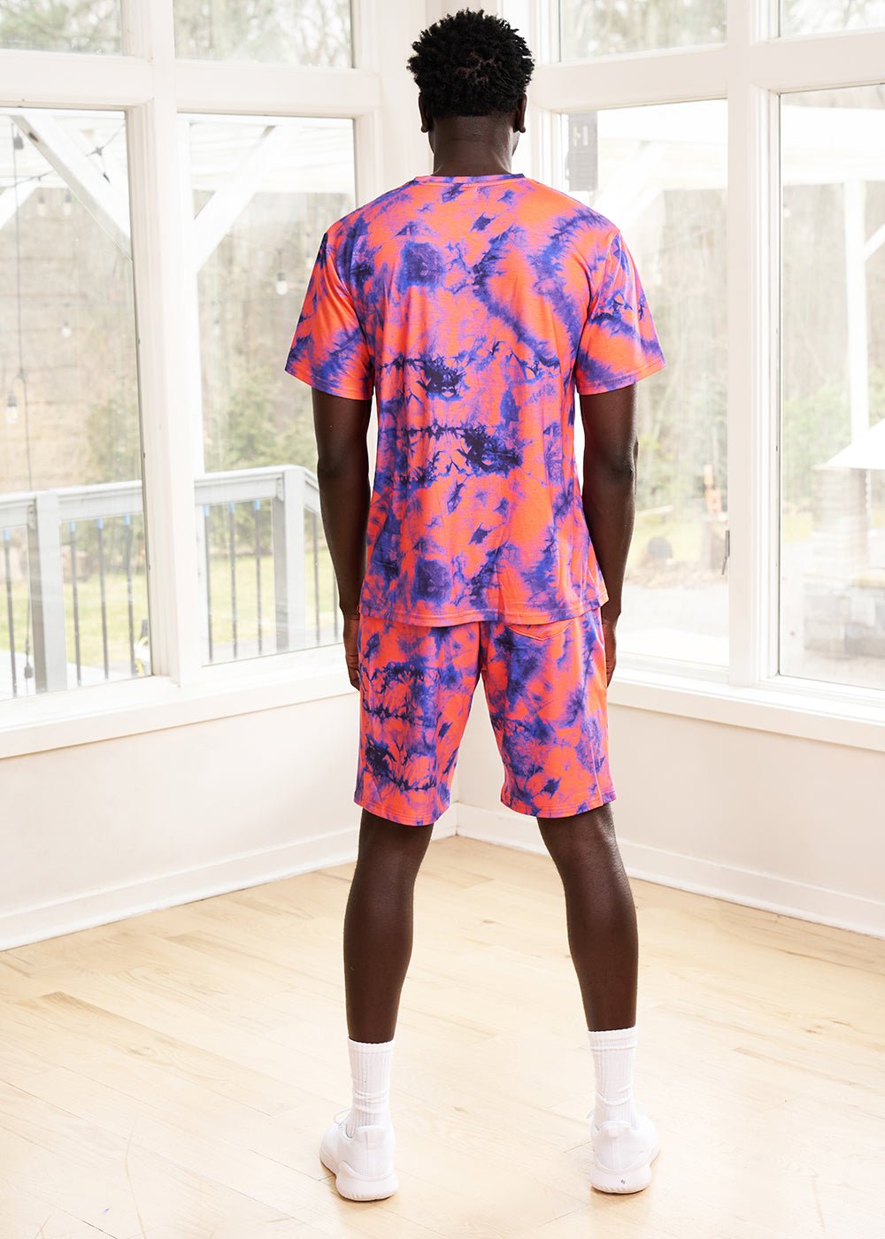 Raimi Men's African Print Shorts (Sunset Tie Dye)- Clearance - D'IYANU