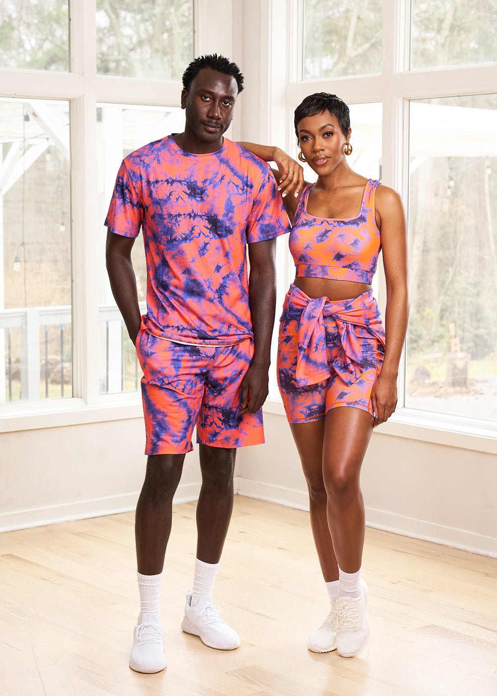 Raimi Men's African Print Shorts (Sunset Tie Dye)- Clearance - D'IYANU