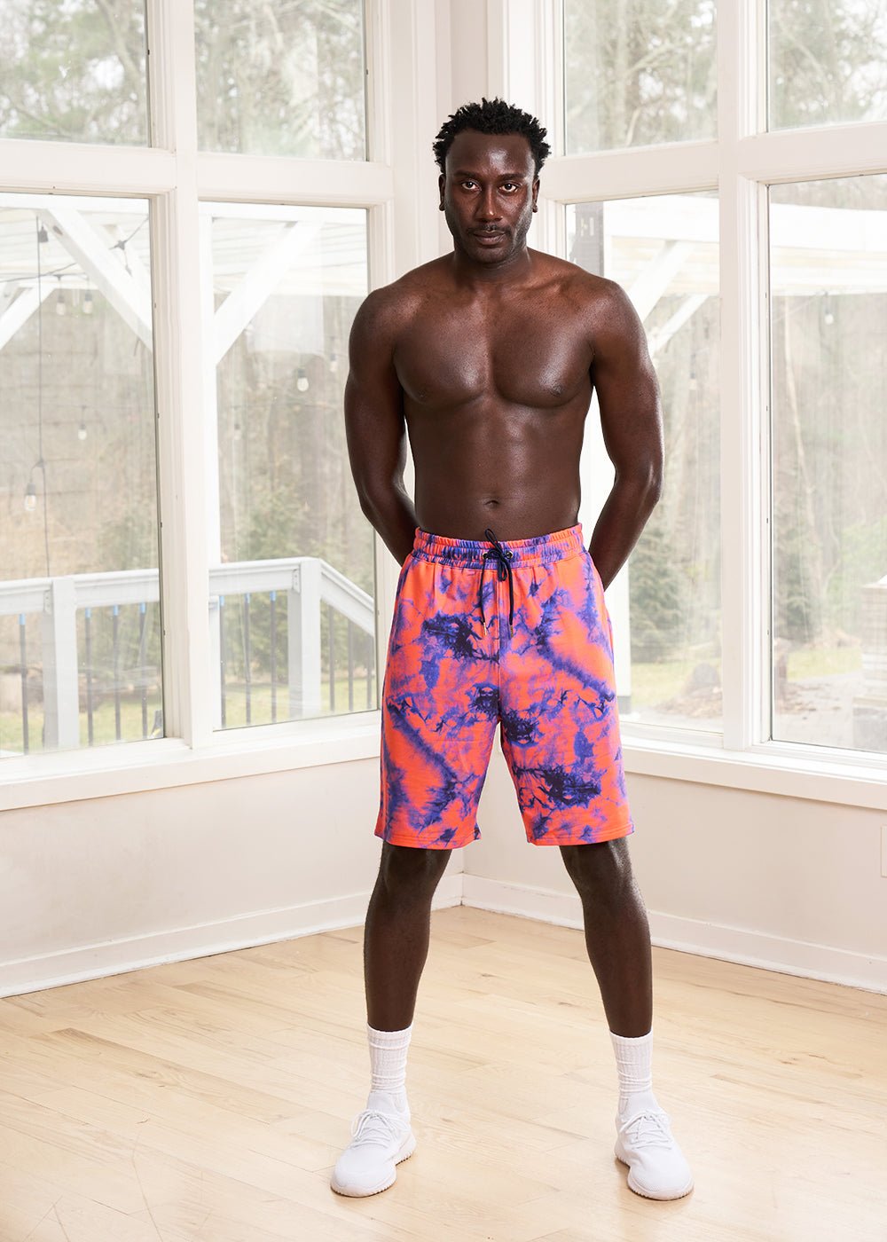 Raimi Men's African Print Shorts (Sunset Tie Dye)- Clearance - D'IYANU