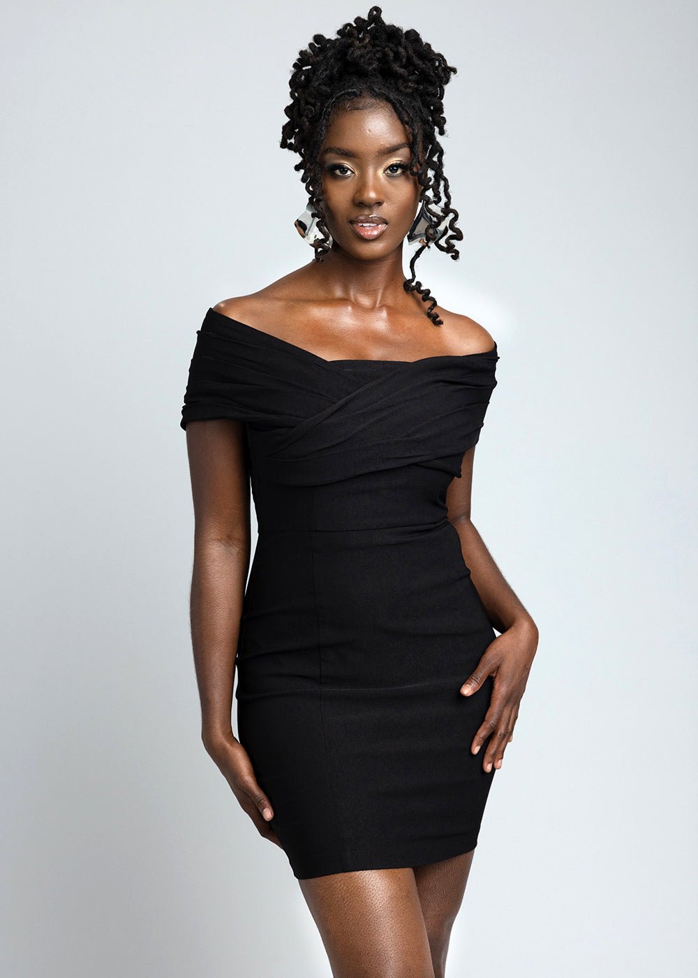 Rashida Women's Stretch Dress (Black) - Clearance - D'IYANU