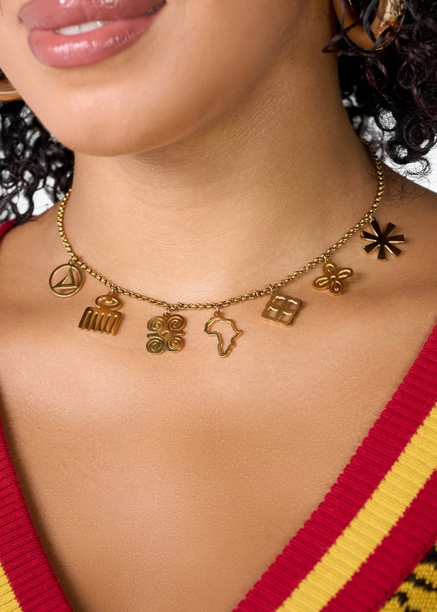 Safiya Womens Charm Necklace (GOLD) - D'IYANU
