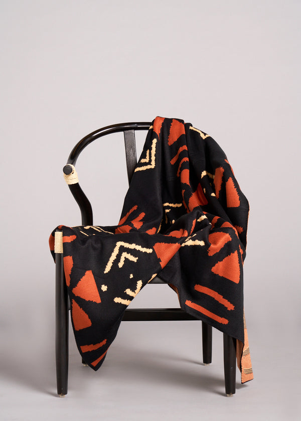 Ibora African Print Knit Throw Blanket (Natural Mudcloth)