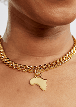 Ide Africa Map Cuban Link Choker (Gold) - D'IYANU
