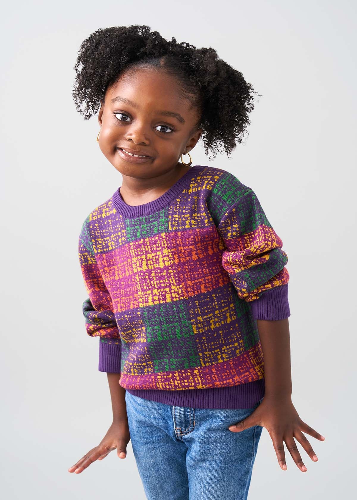 Oma Kids Unisex African Print Sweater (Harvest Plaid Adire) - Clearance - D'IYANU