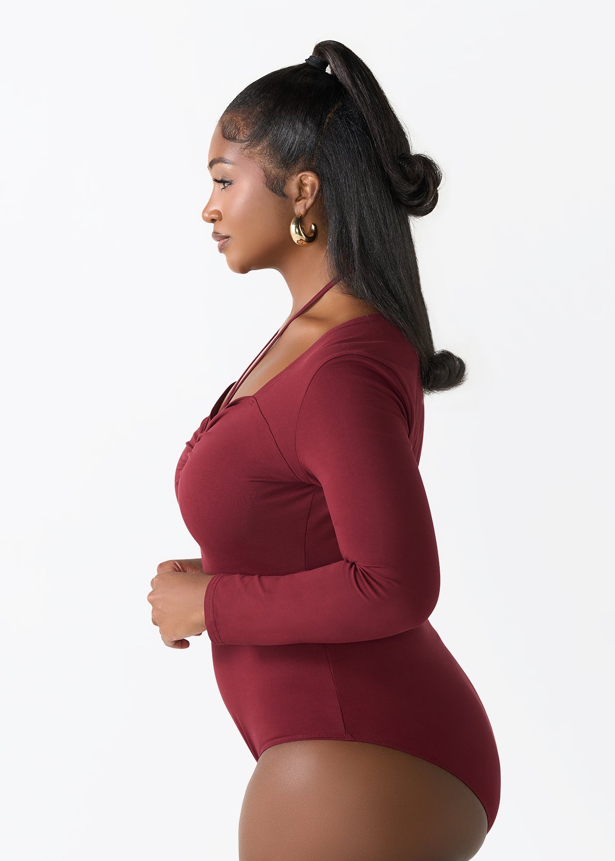 Winda Women's Halter Bodysuit (Maroon) - D'IYANU