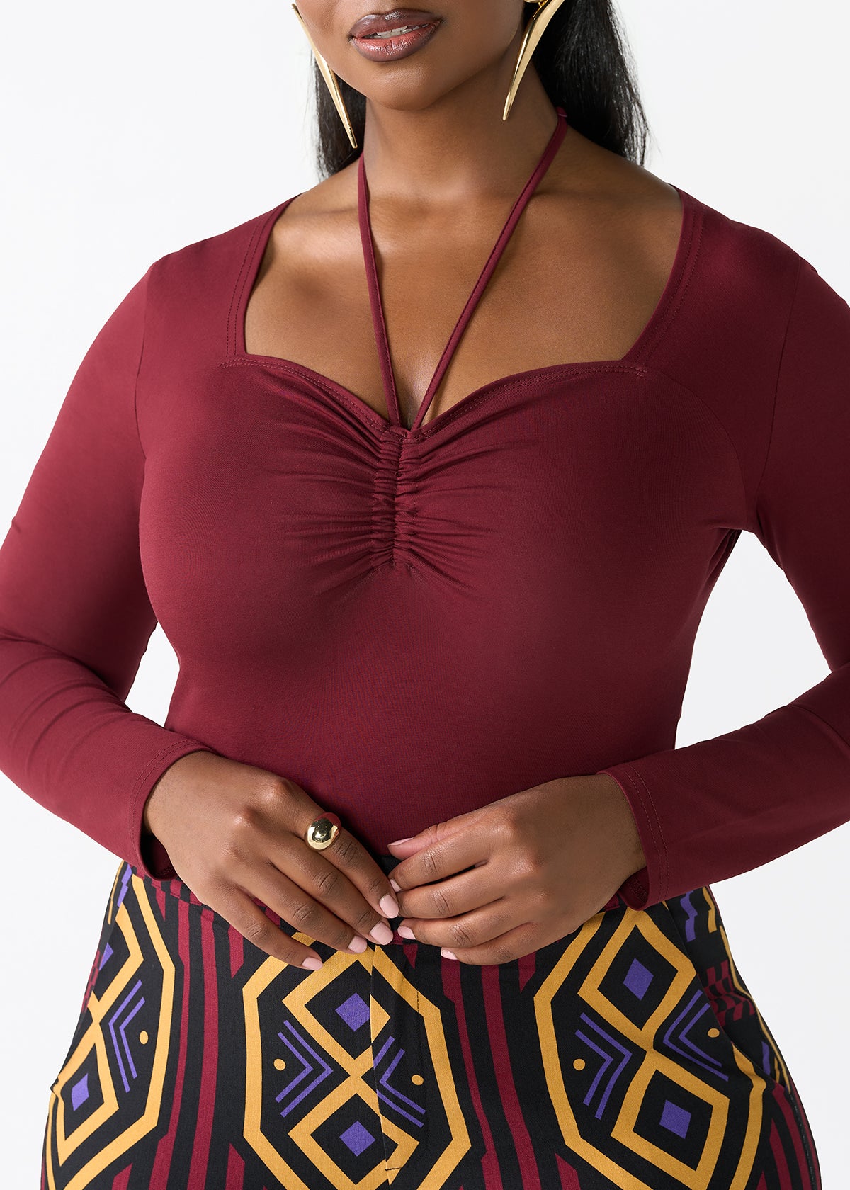 Winda Women's Halter Bodysuit (Maroon) - D'IYANU