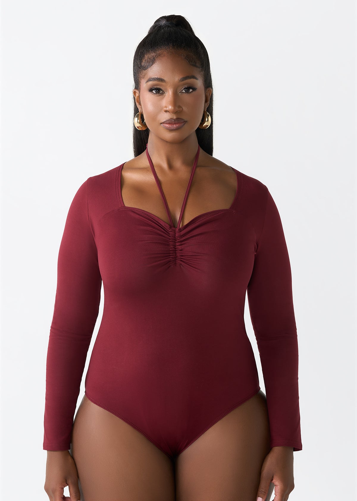 Winda Women's Halter Bodysuit (Maroon) - D'IYANU