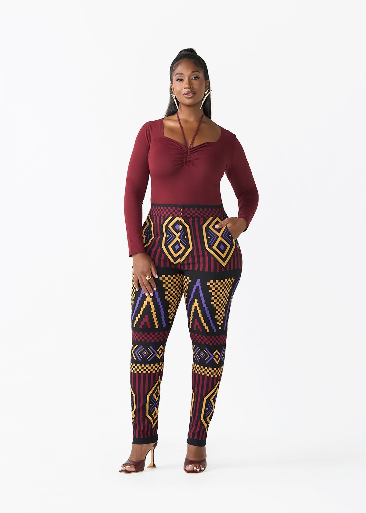 Winda Women's Halter Bodysuit (Maroon) - D'IYANU