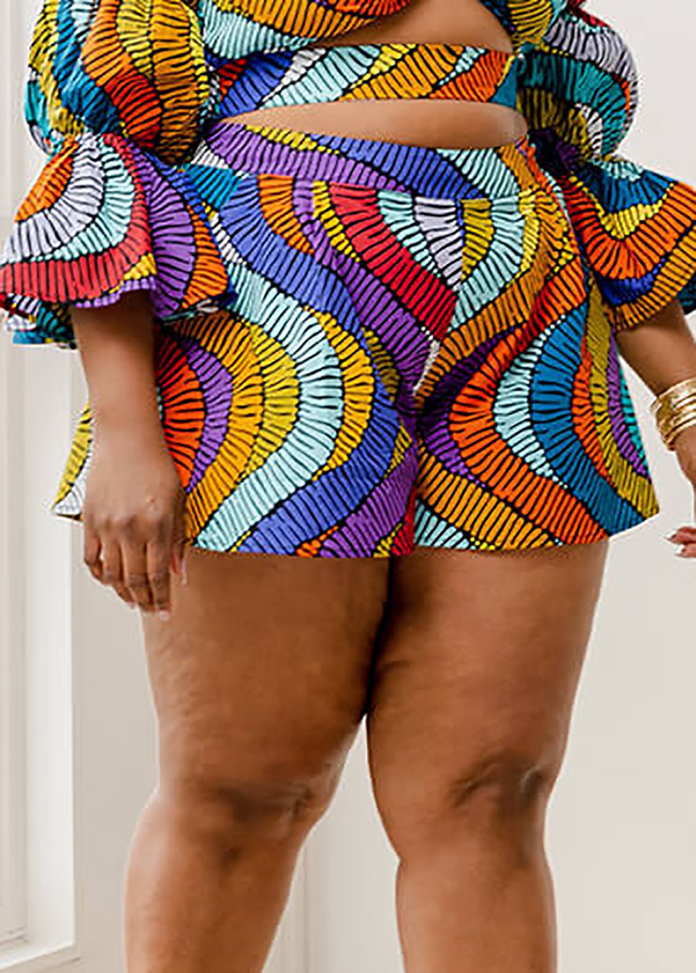 Nafasi Women's African Print Wide Leg Shorts (Abstract Lines) - Clearance - D'IYANU