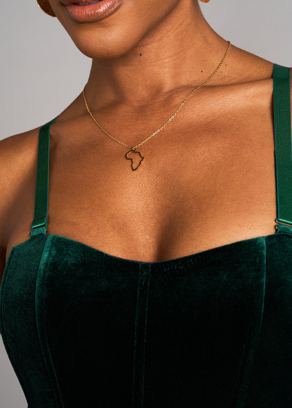 Uzuri African Map Cut Out Necklace (Gold) Gold ONE SIZE - D'IYANU