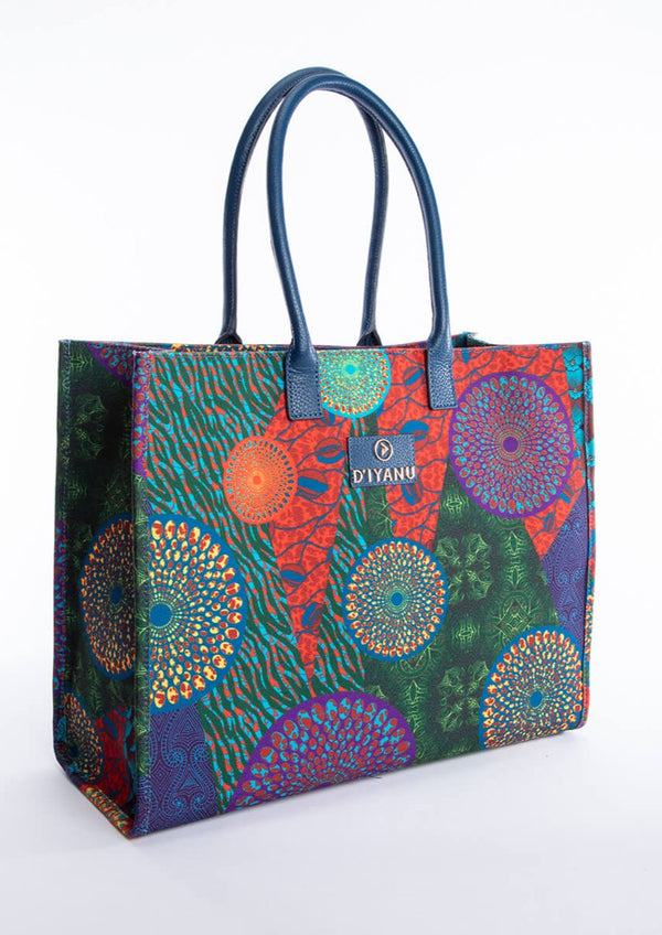 Nabile Women's African Print Large Canvas Tote Bag (New Harvest Multipattern)