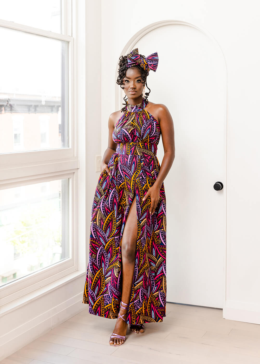 Ronke Women's African Print Maxi Leaves)
