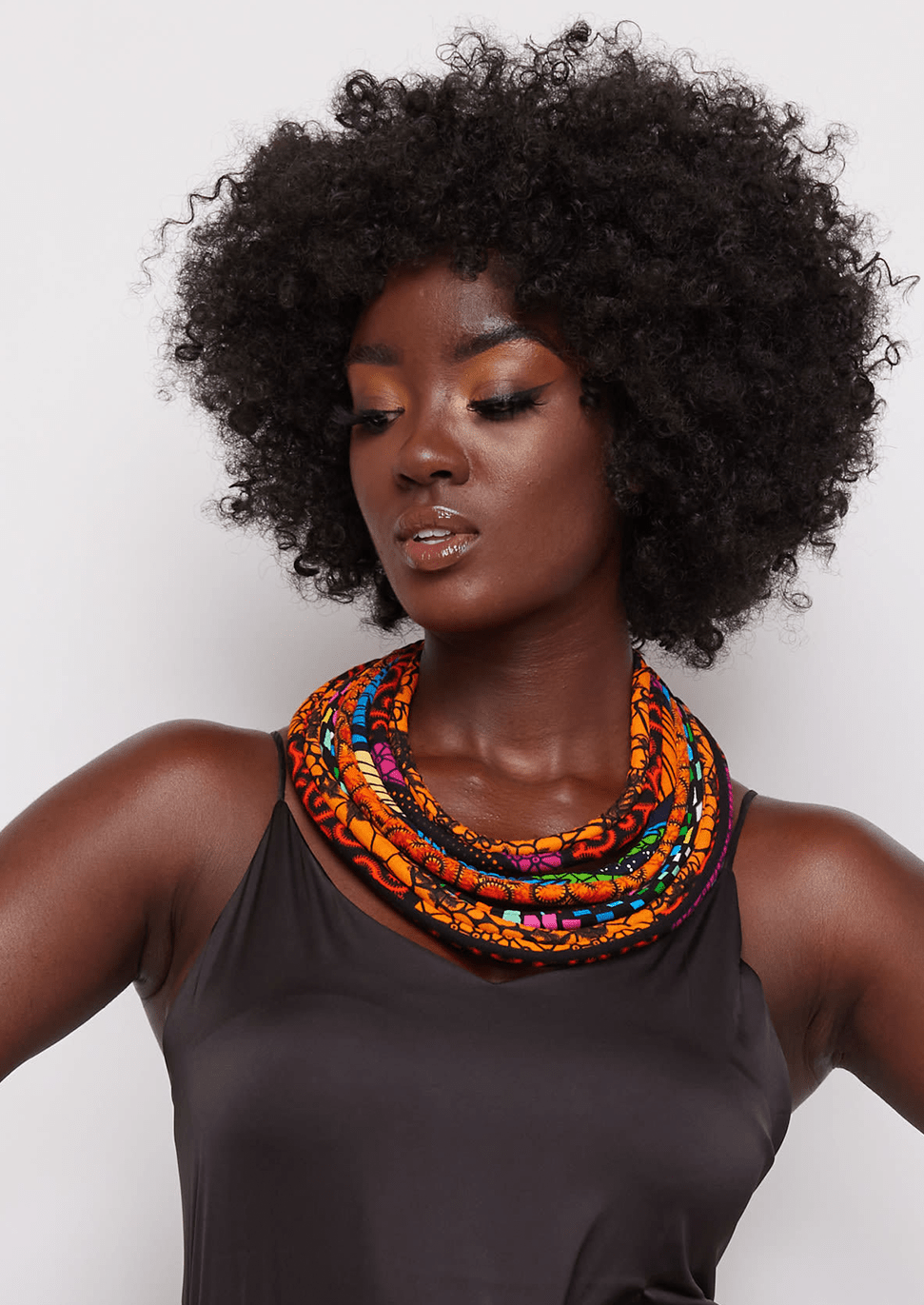 Bisa Women's African Print Layer Necklace (Mixed Tribal Prints) - D'IYANU