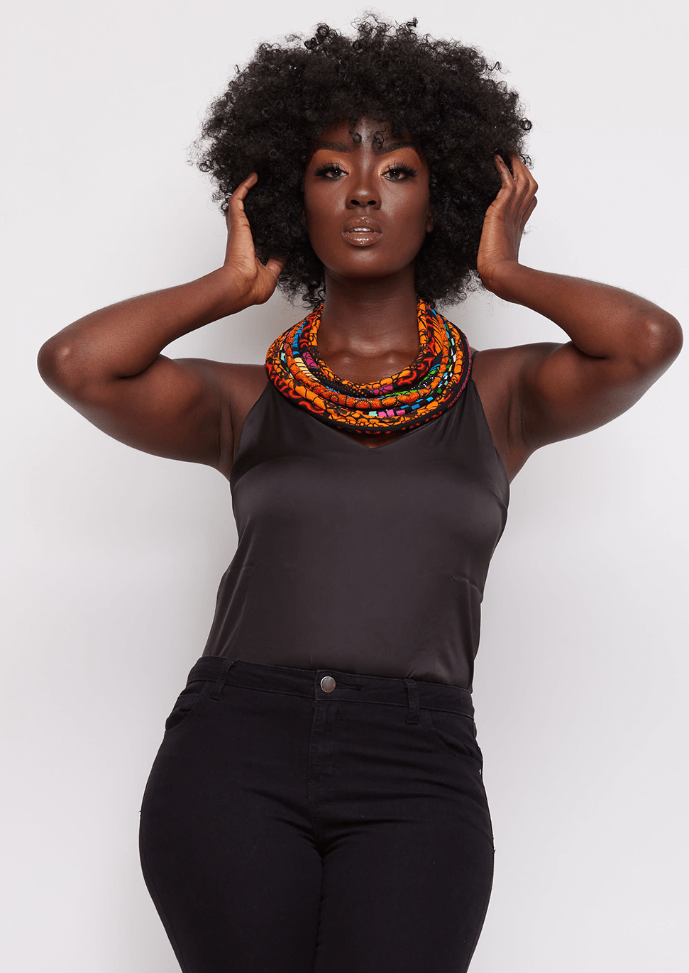 Bisa Women's African Print Layer Necklace (Mixed Tribal Prints) - D'IYANU