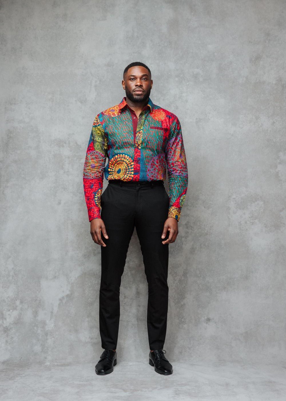 Chane Men's African Print Button-Up Shirt (New Harvest Multipattern) - D'IYANU