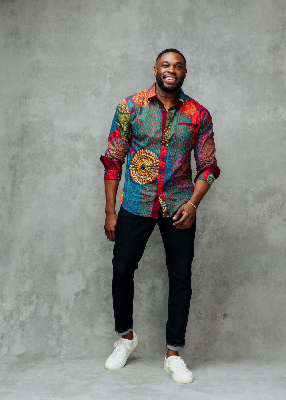 Chane Men's African Print Button-Up Shirt (New Harvest Multipattern) - D'IYANU