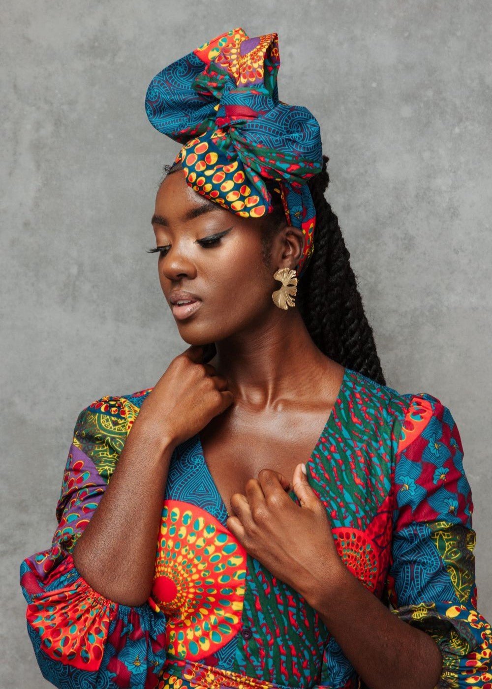 African Print Head Wrap/Scarf (New Harvest Multipattern) - D'IYANU