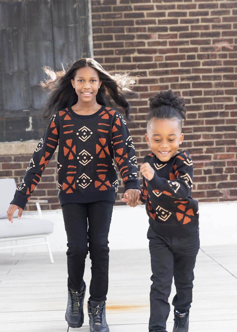 Oma Kid's African Print Sweater (Natural Mudcloth)
