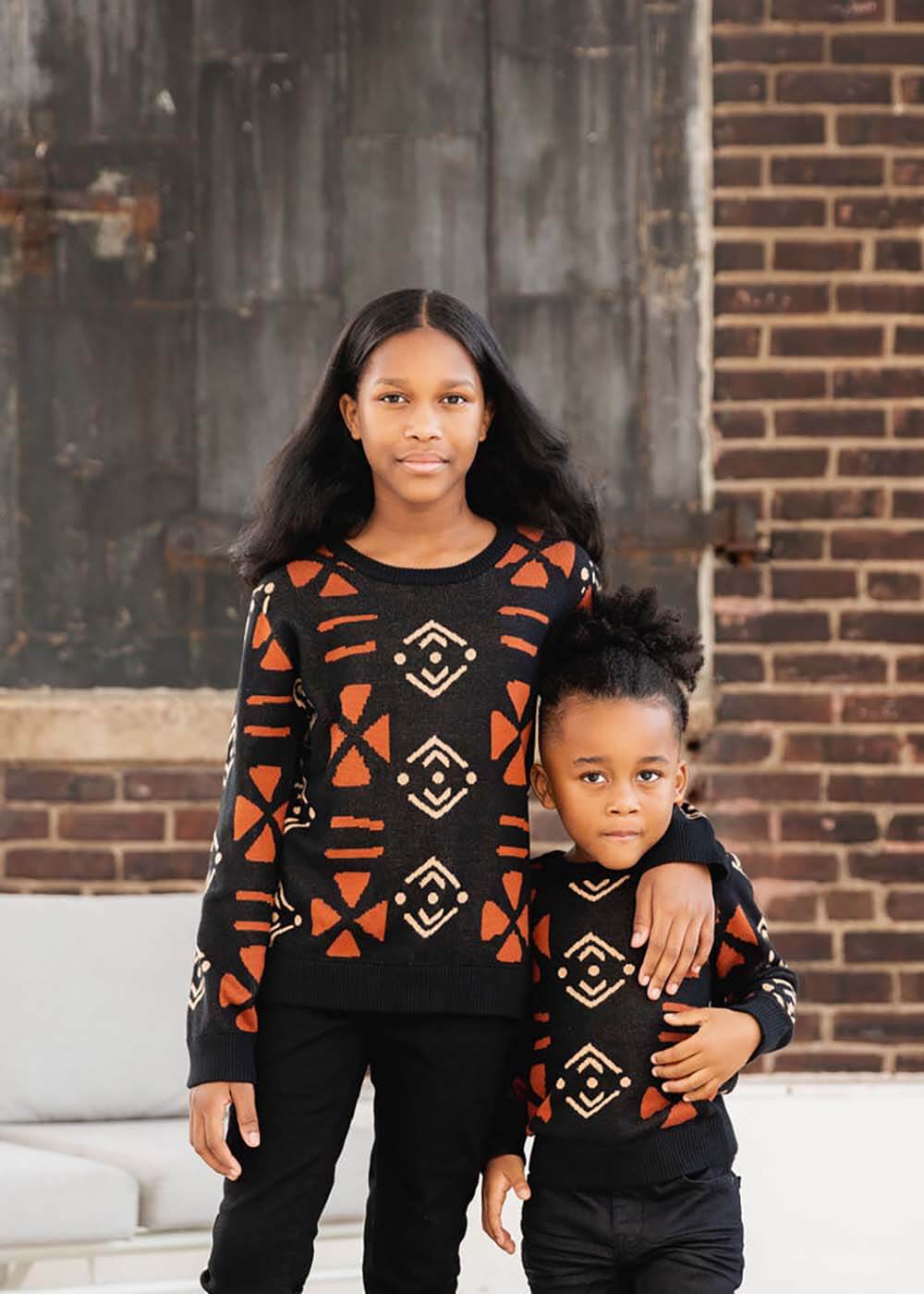 Oma Kid's African Print Sweater (Natural Mudcloth) - D'IYANU