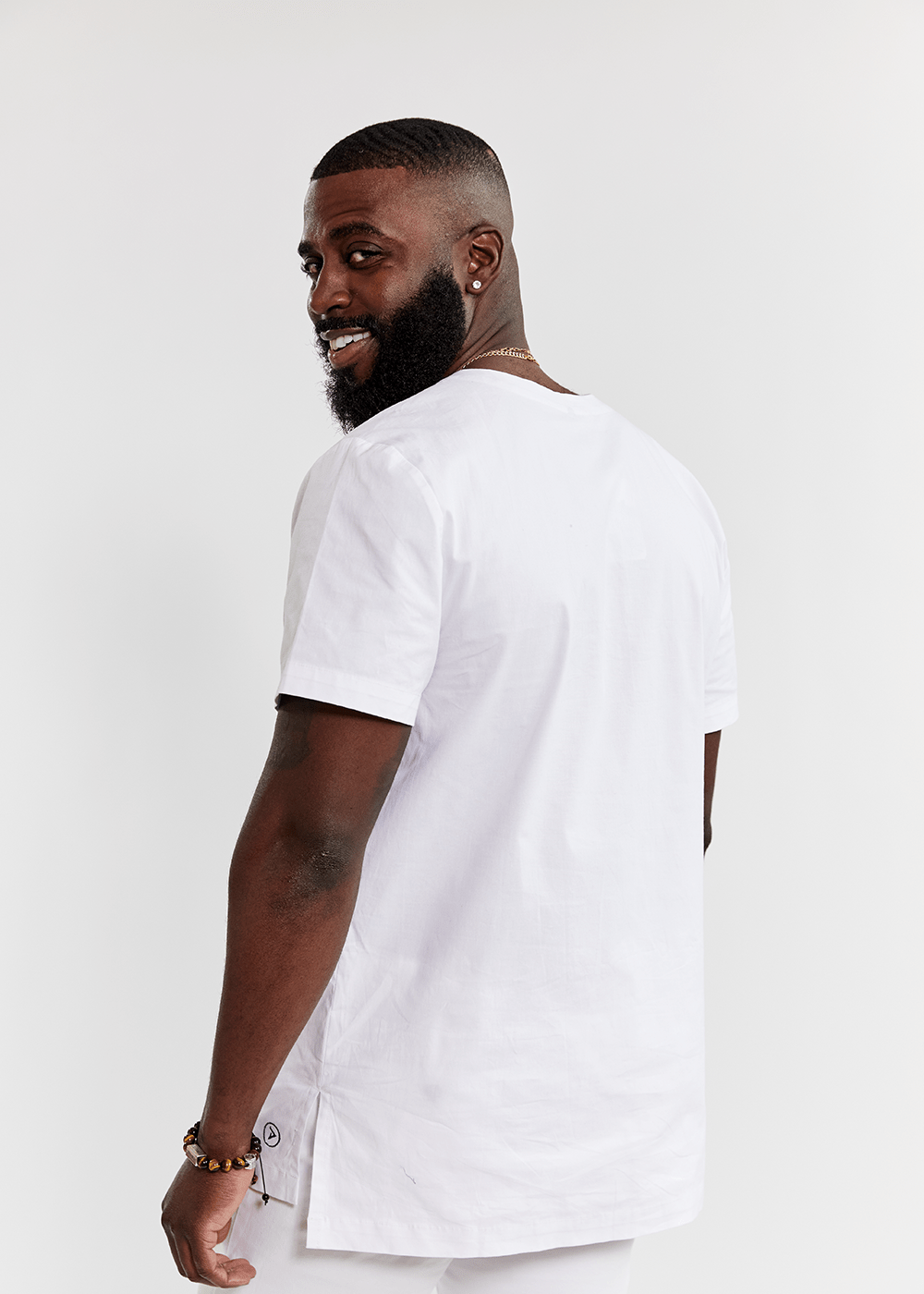Lubanzi Men's Embroidered Tunic Shirt (White) - D'IYANU
