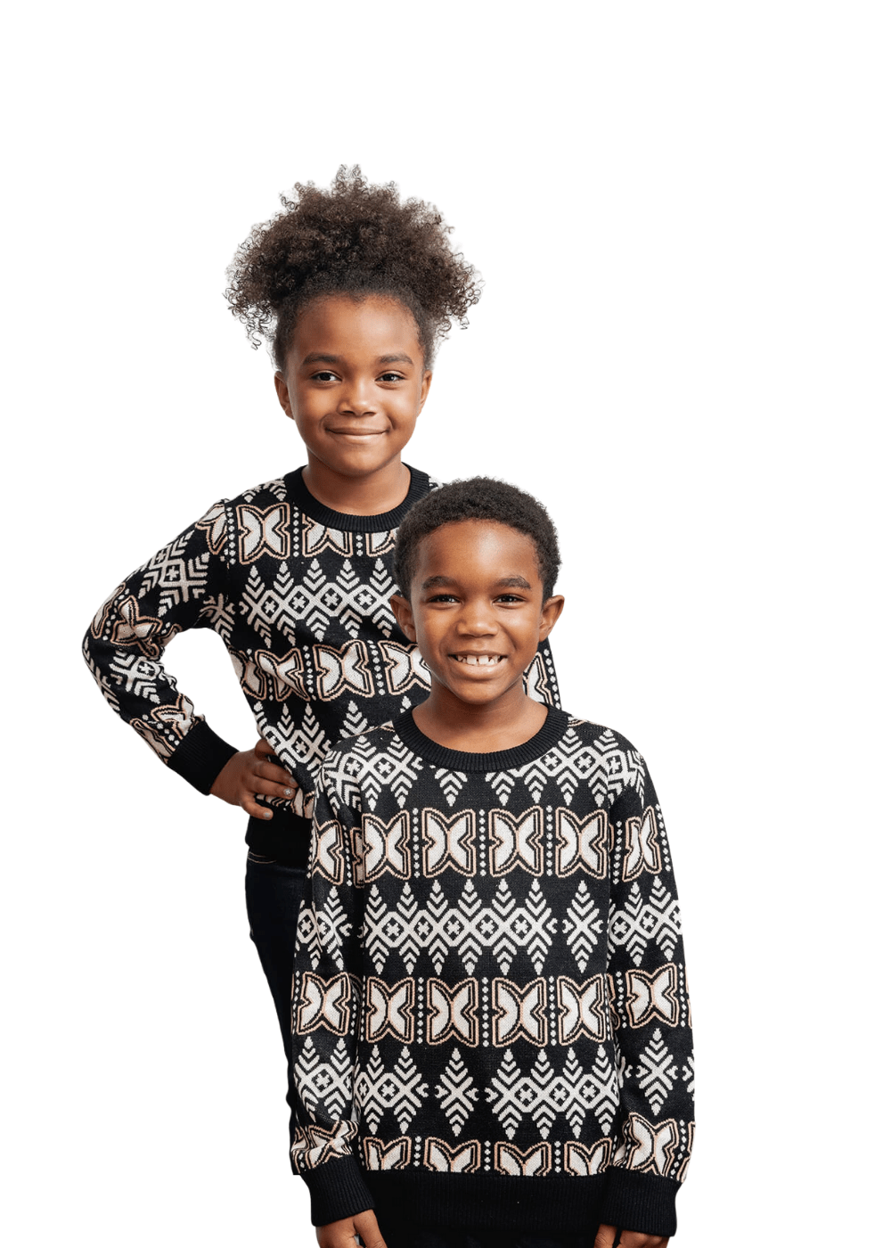 Oma Kid's African Print Sweater (Black Tan Batik) - Clearance - D'IYANU