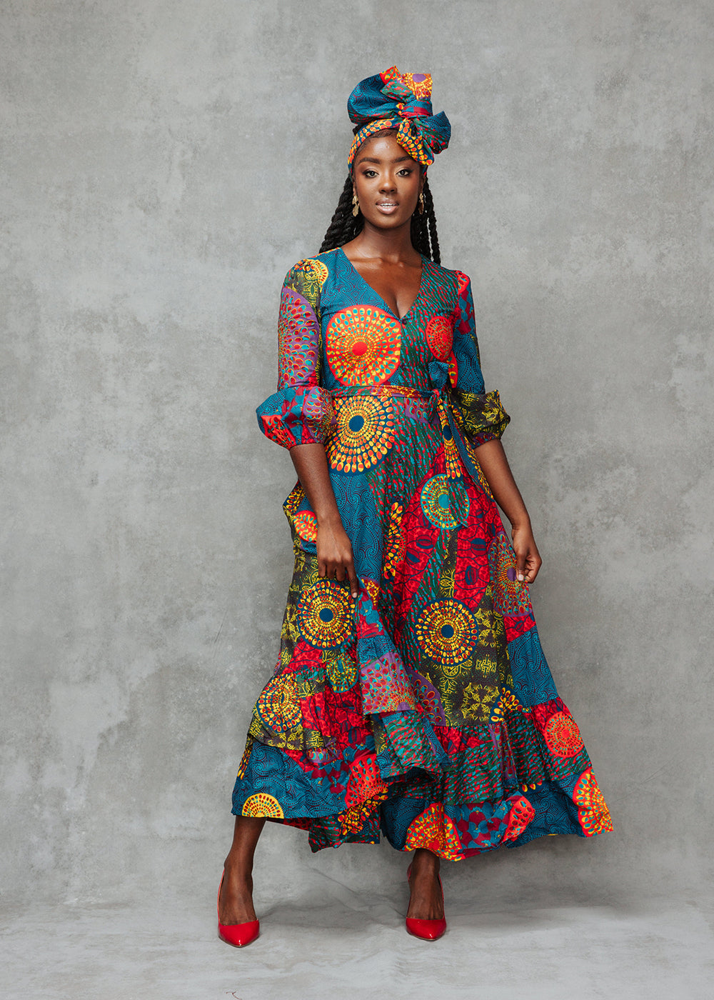 Zendaya Women's African Print Maxi Dress (New Harvest Multipattern) –  D'IYANU