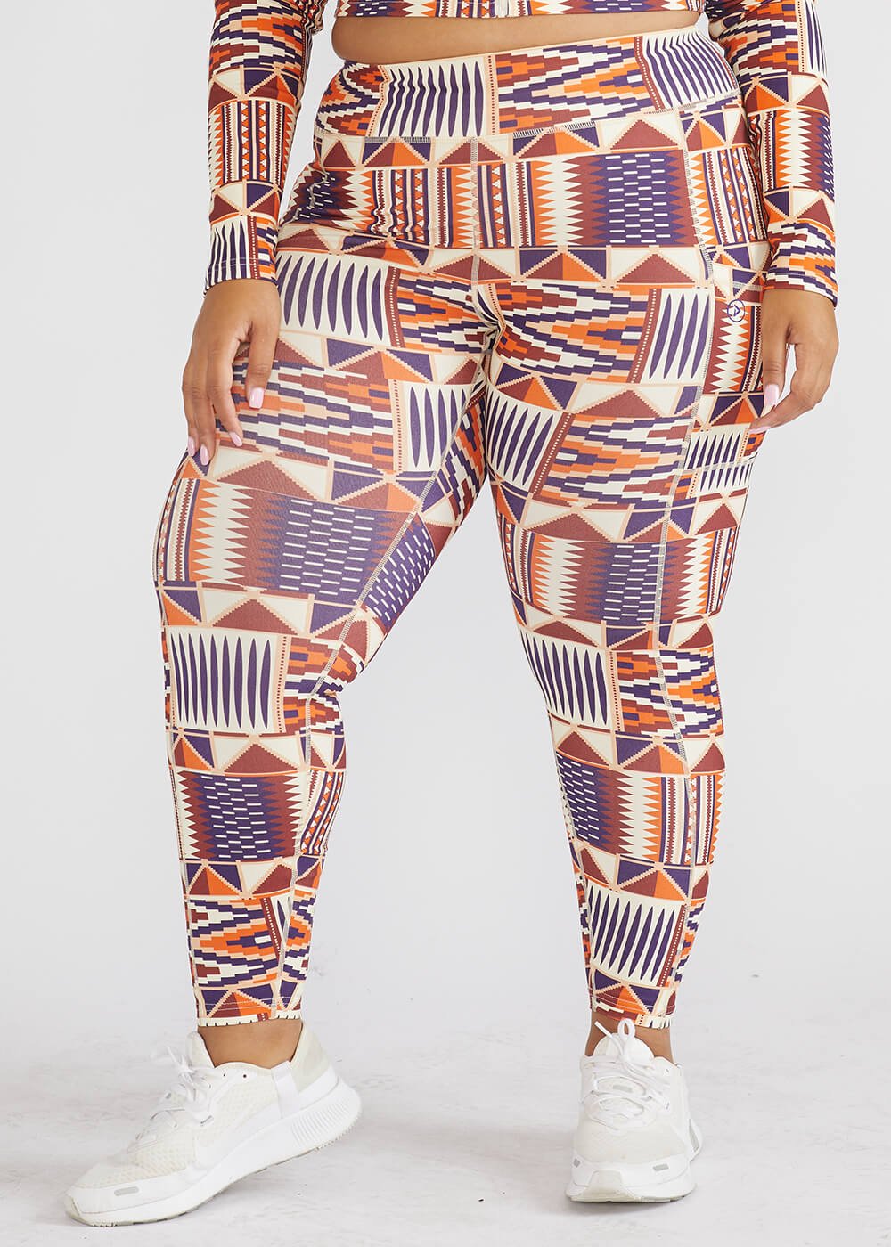 Sise Women's African Print Leggings (Cream Maroon Kente) - Clearance Multicolor - D'IYANU