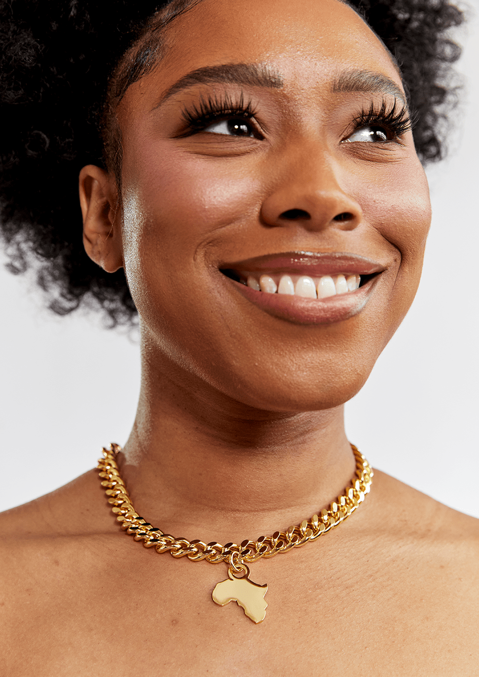 Ide Africa Map Cuban Link Choker (Gold) - D'IYANU
