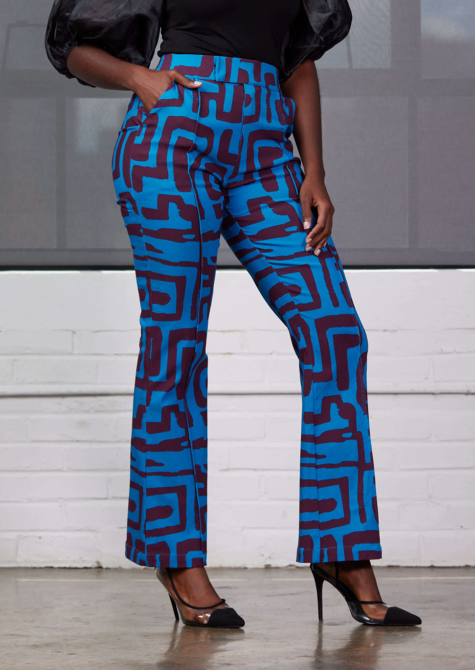 African print sales wide leg pants