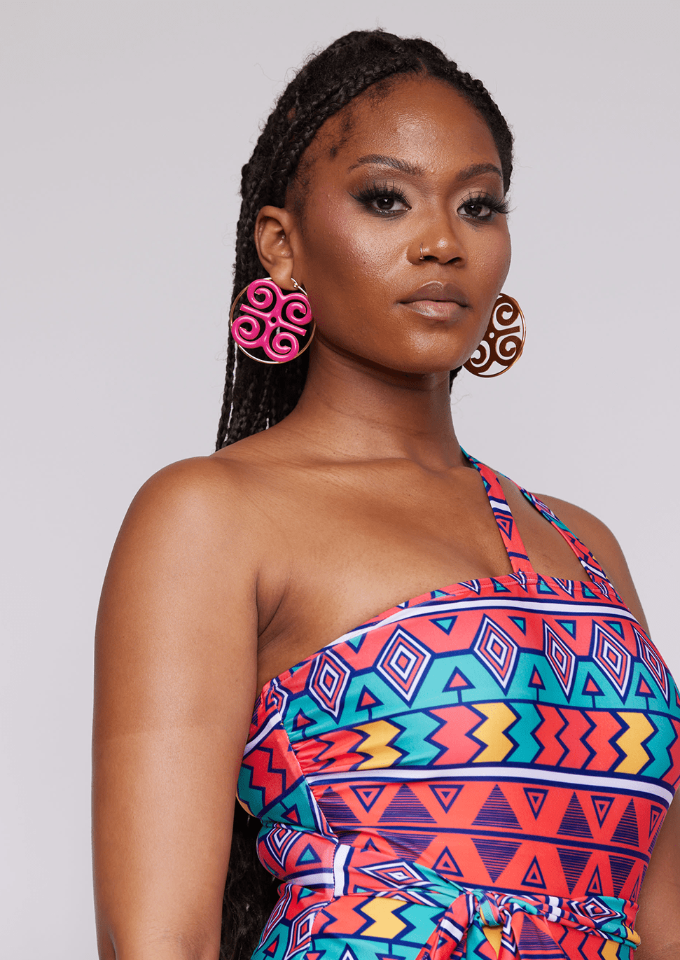 Adowa Women's African Print Swimsuit (Rainbow Tribal) - Clearance - D'IYANU