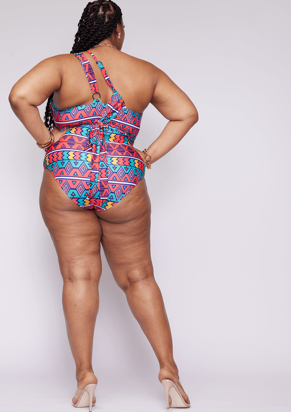 Adowa Women's African Print Swimsuit (Rainbow Tribal) - Clearance - D'IYANU