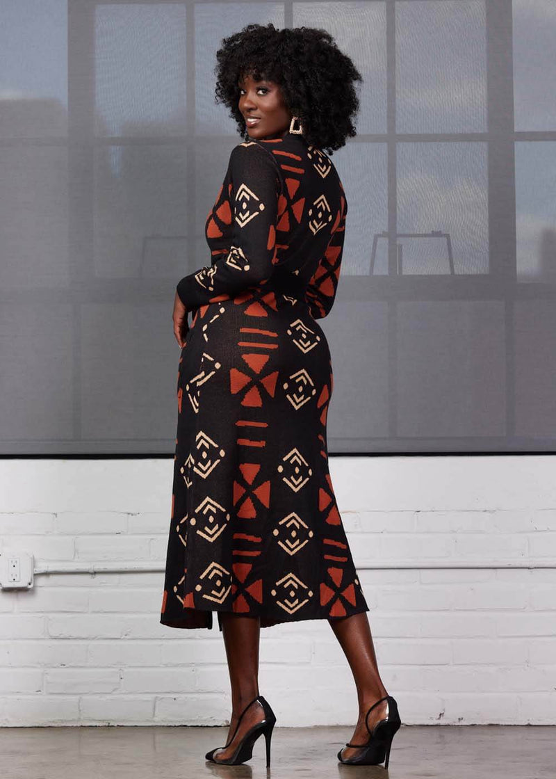 Aisha Women's African Print Cardigan (Natural Mudcloth)