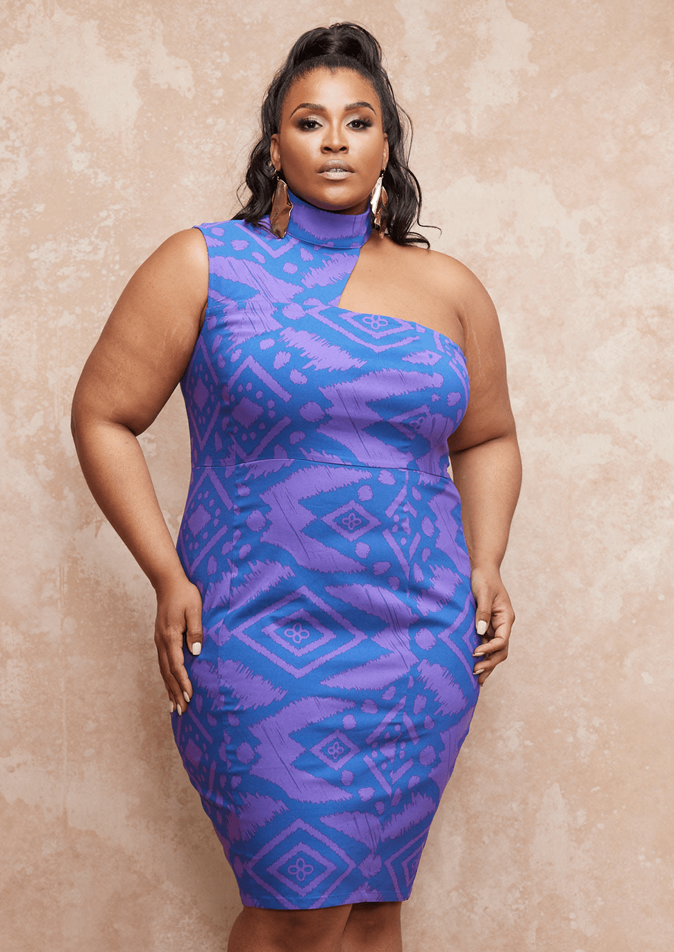 Amaka Women's Stretch Dress (Purple Blue Batik) - Clearance Purple - D'IYANU