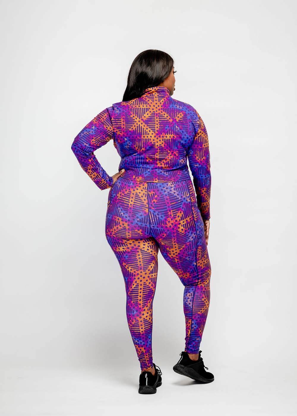 Sise Women's African Print Leggings (Violet Adire) - Clearance - D'IYANU