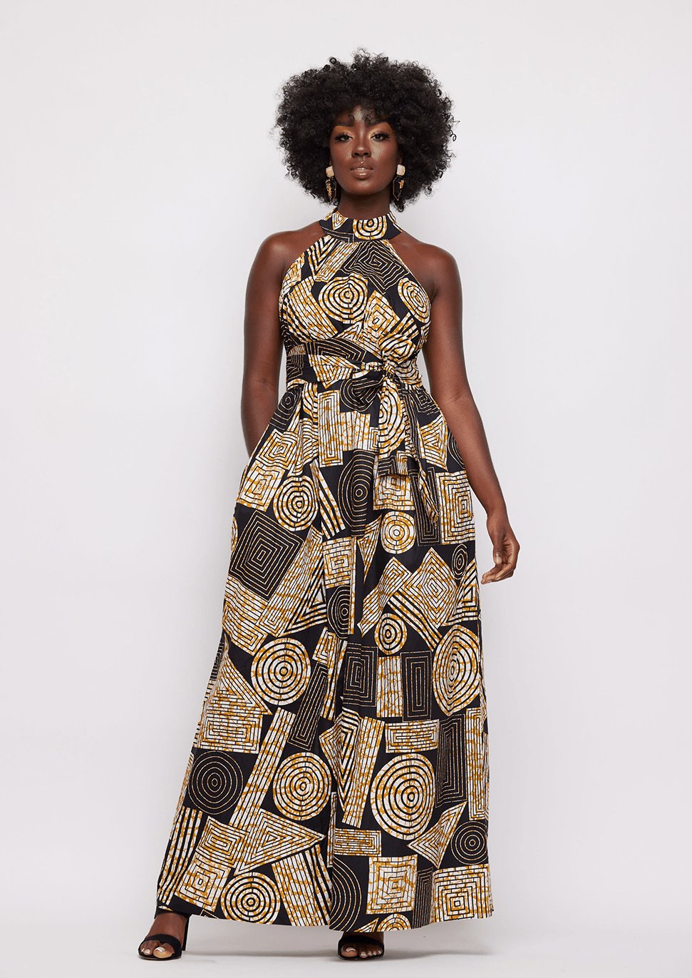 African Print Halter Maxi Dress
