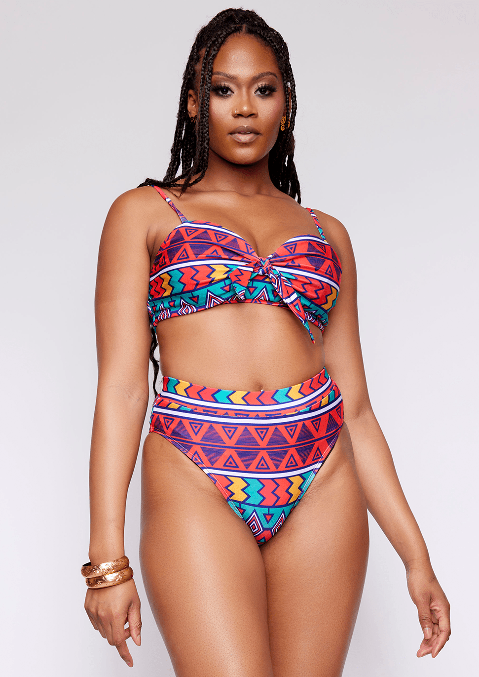 Visola Women's African Print Bikini Bottoms (Rainbow Tribal) - Clearance - D'IYANU