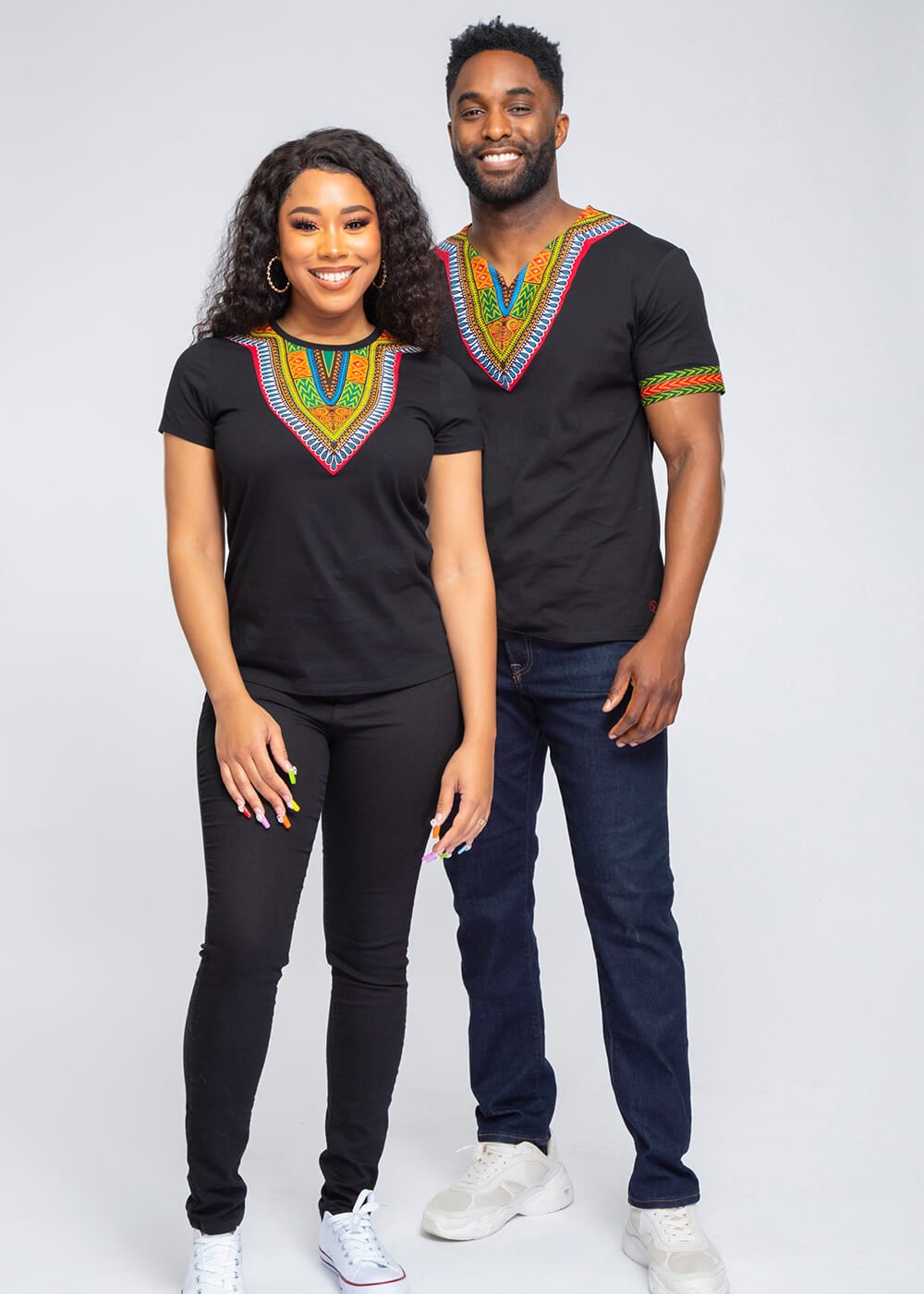 Amara Women's Dashiki T-Shirt (Black) - D'IYANU