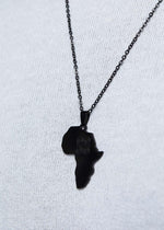 Adinkra Africa Map Black Necklace- Humility and Strength Symbol - D'IYANU