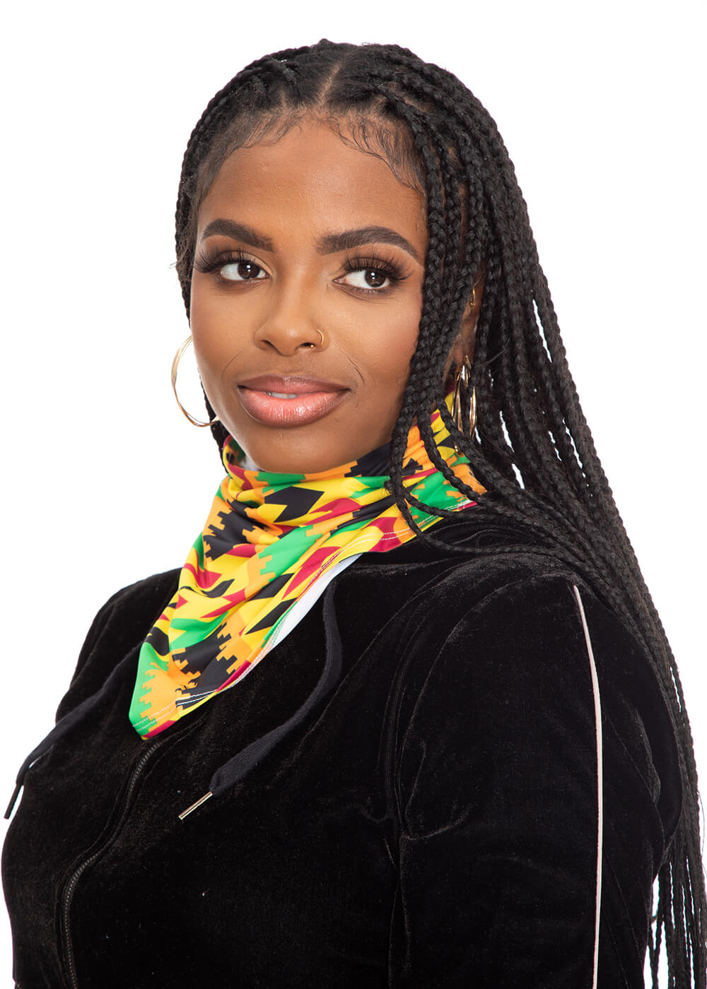 Tikib African Print Tube Face Mask (Gold Maroon Kente) - Clearance - D'IYANU