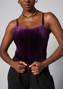 Safisha Women's Stretch Velvet Corset (Plum) - Clearance