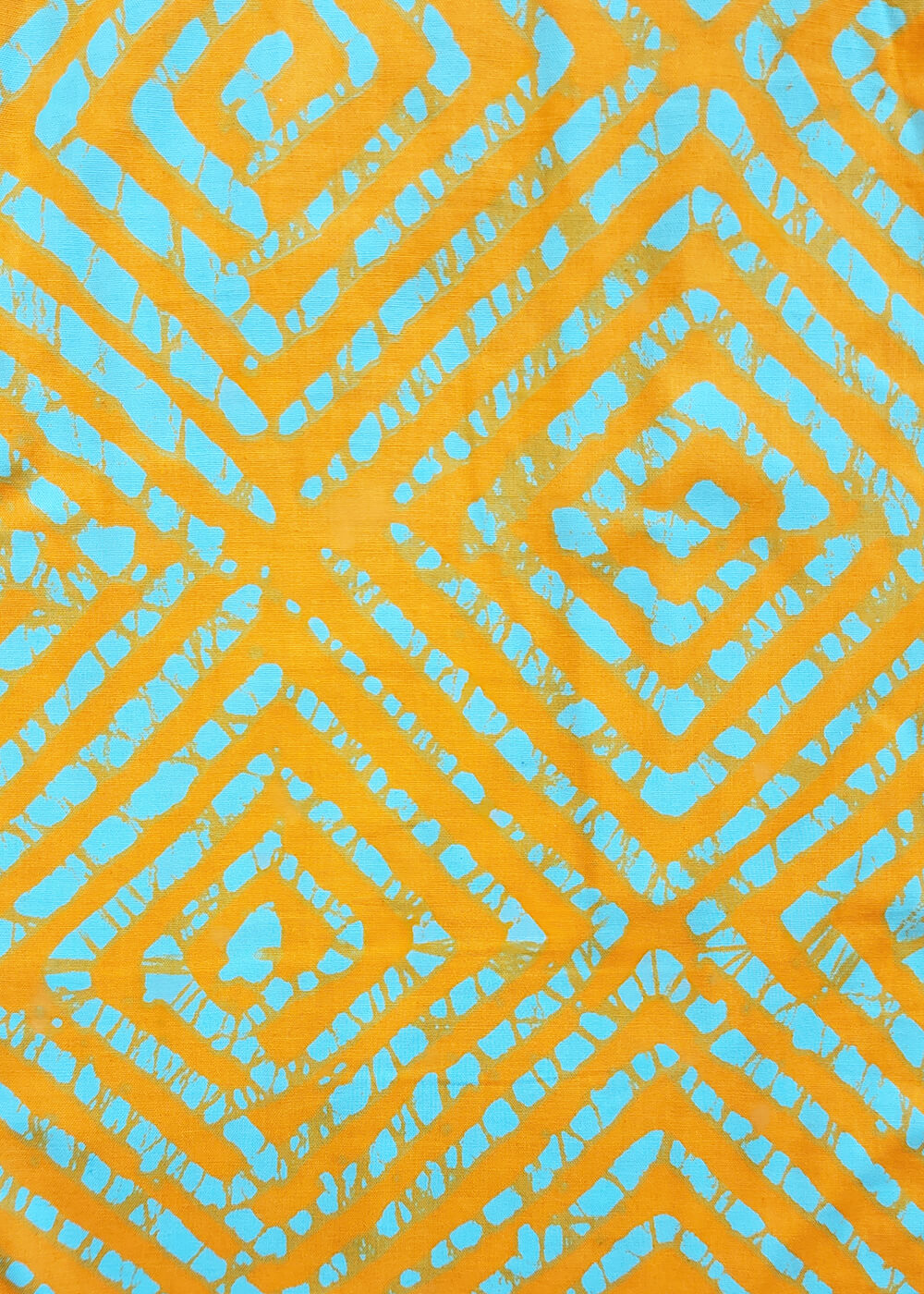 Femi African Print Color-Blocked Polo Shirt (Orange Blue Adire) - Clearance