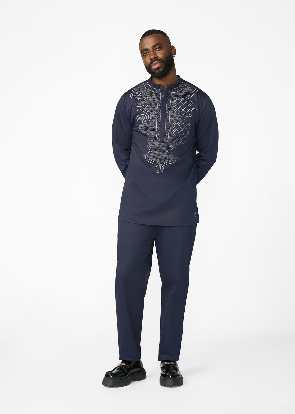 Adil Men's Traditional Dress Pants with Drawstring (Navy)