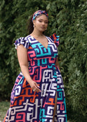 Lelisa Women's African Print Maxi Dress (Confetti Kuba)
