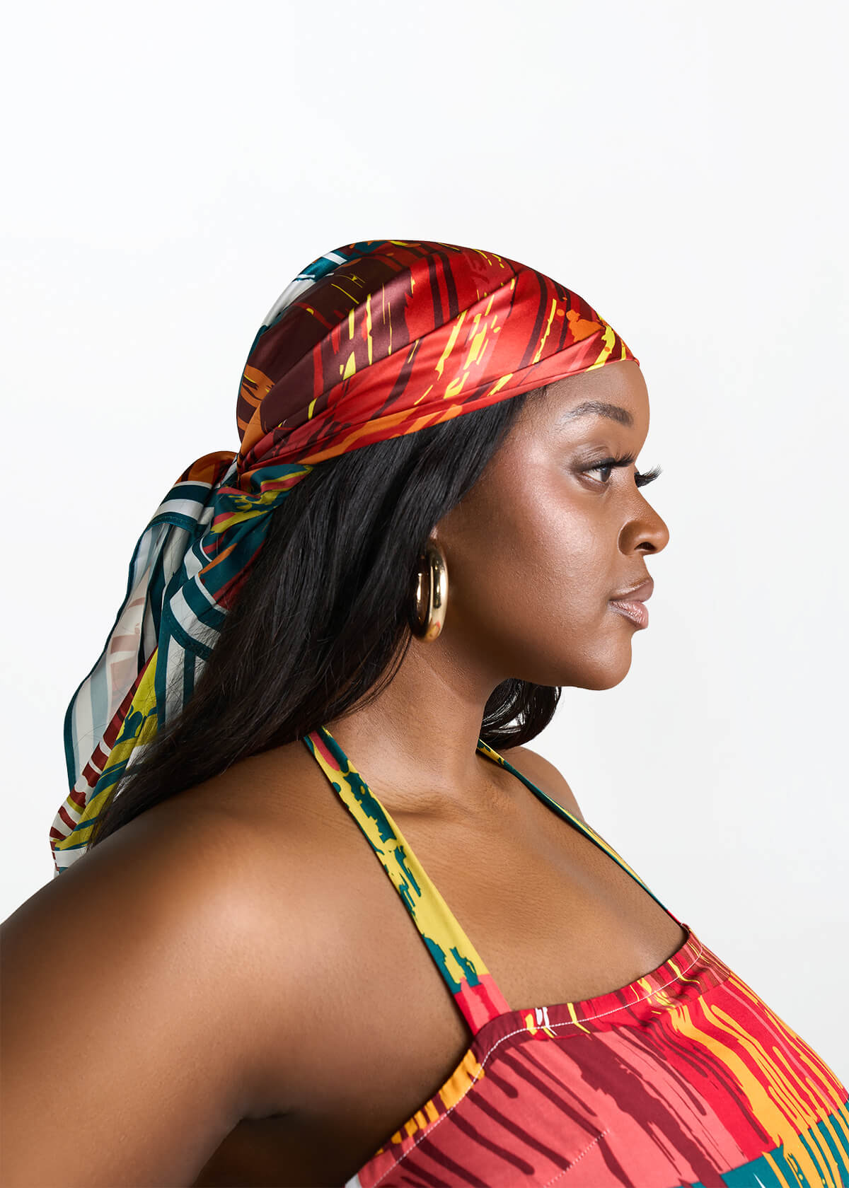 Abeni Women's African Print Scarf (Forest Paint Splatter) - D'IYANU