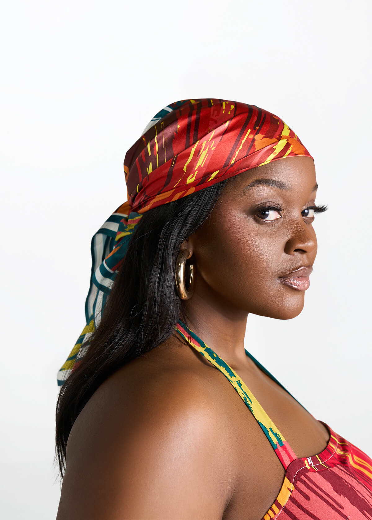 Abeni Women's African Print Scarf (Forest Paint Splatter) - D'IYANU