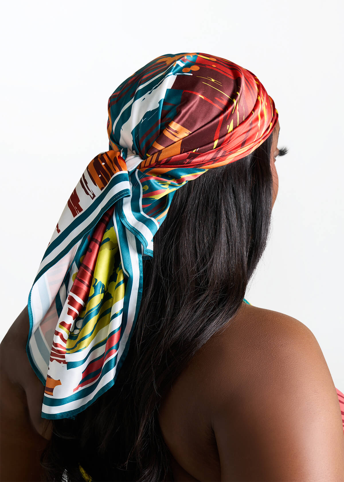 Abeni Women's African Print Scarf (Forest Paint Splatter) - D'IYANU