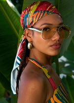 Abeni Women's African Print Scarf (Forest Paint Splatter) - D'IYANU