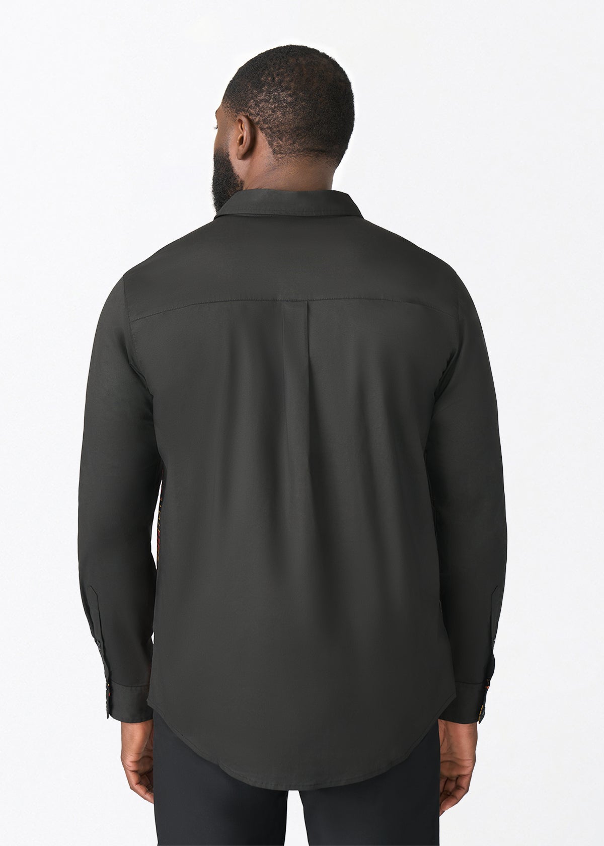 Abiade Men's African Print Button Up (Black Cinnamon Geometric) - D'IYANU