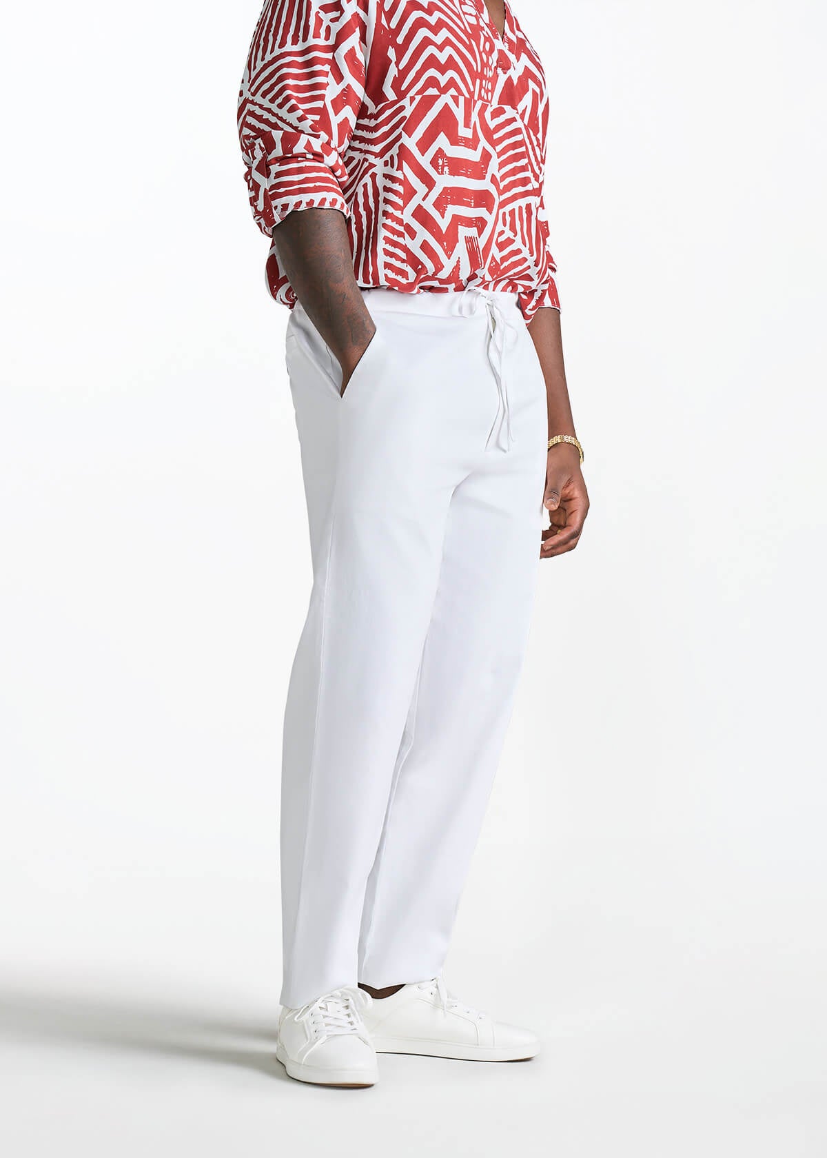 Adil Men's Traditional Dress Pants with Drawstring (White) - D'IYANU