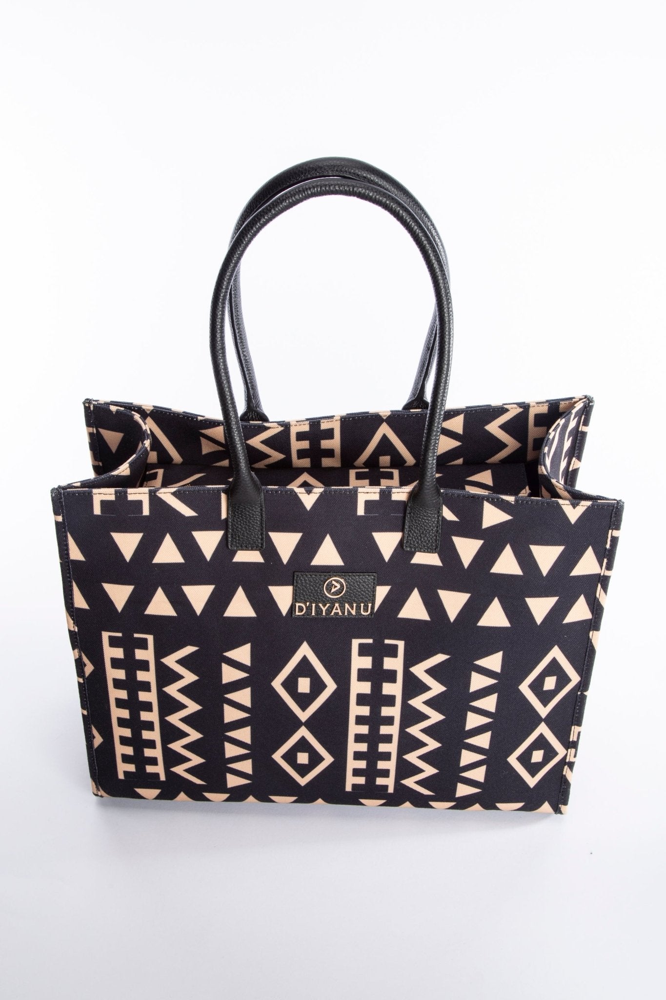Aina Women's African Print Tote Bag (Tan Black Tribal) - D'IYANU